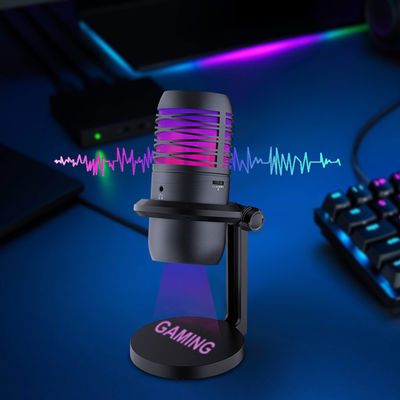 흐르고 기록하기 위한 USB 콘덴서 마이크로폰을 밝히는 RGB