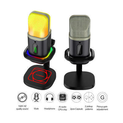 LED 라이트와 RGB USB 콘덴서 마이크로폰 전 방향성 단 지향성 송화기